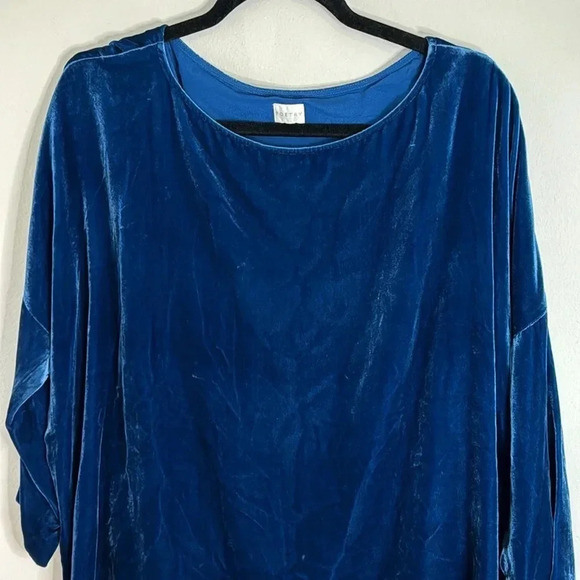 Poetry Silk Blend Teal Velvet Blouse Size 12 - Picture 6 of 8